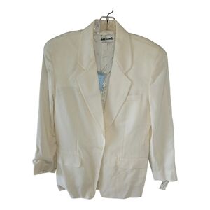 Vintage Vintage Anne Klein II Single-Breasted Cream Blazer 100% Wool NWT Size 10